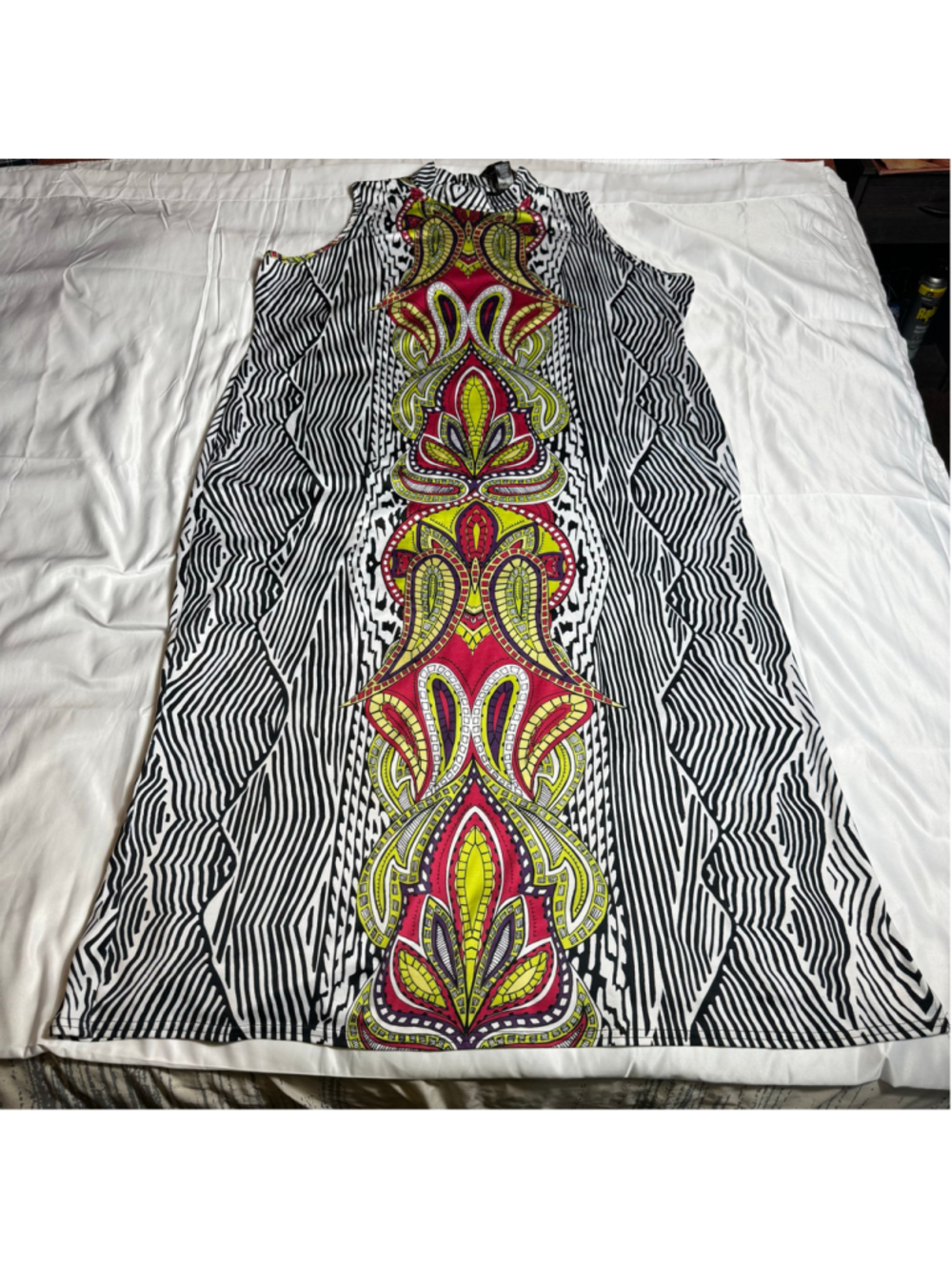 Women's Ashley Stewart Maxi Dress Size 26/28 Black White Patterned